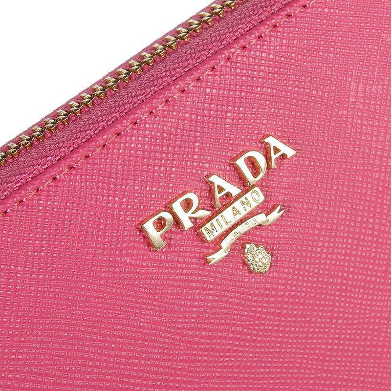 Knockoff Prada Real Leather Wallet 1136 rose red